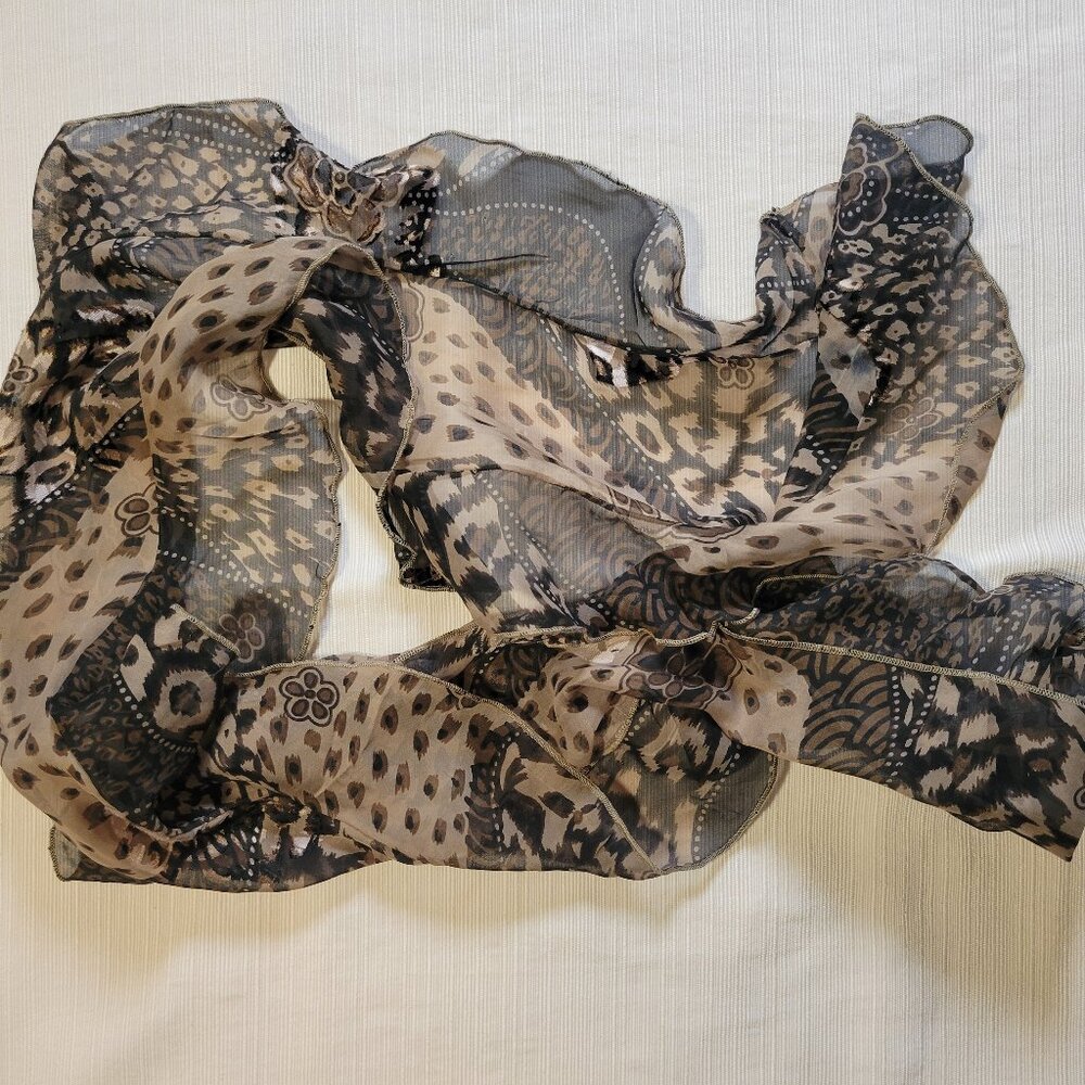 Animal Print Sheer Scarf